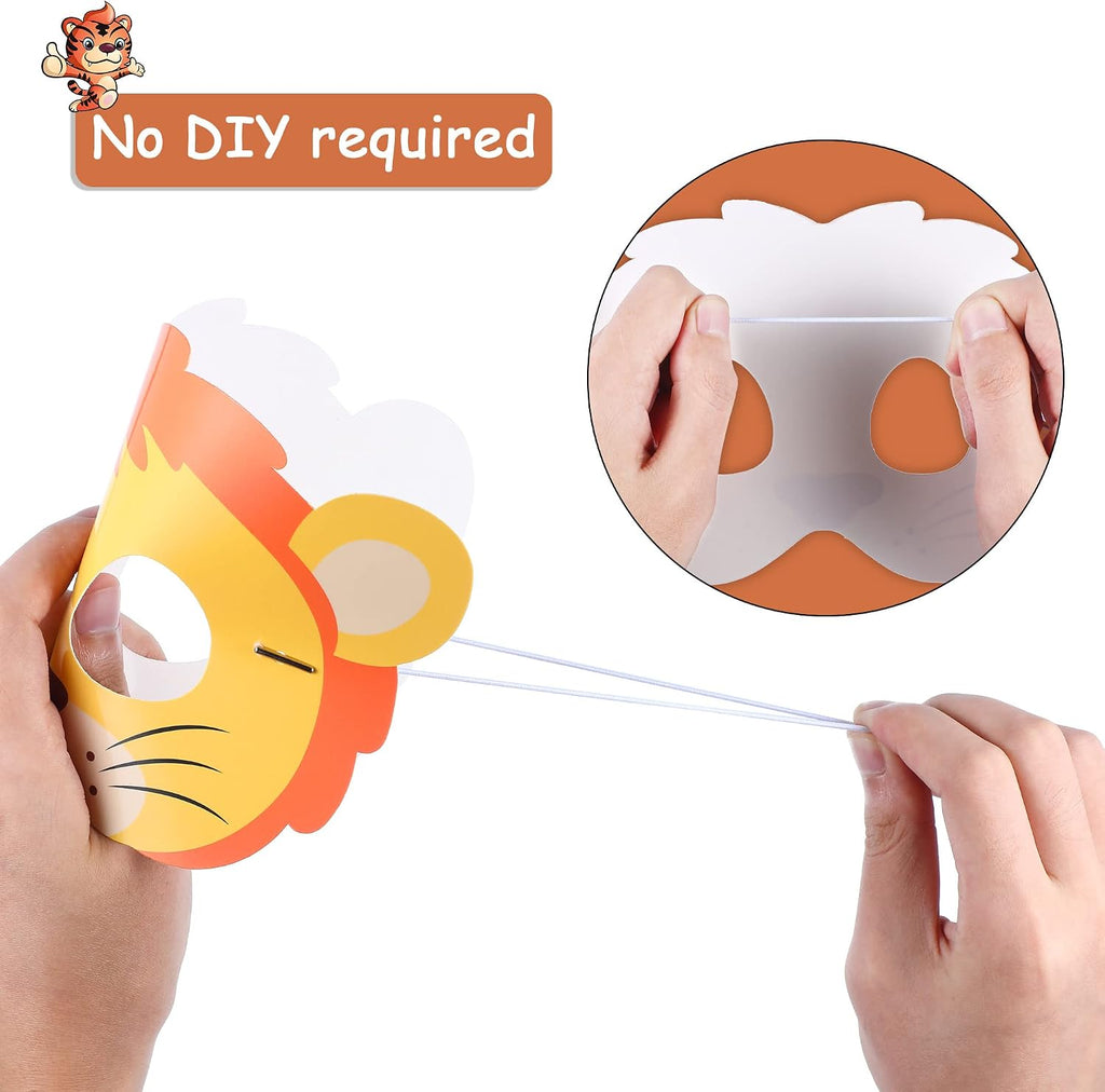 16 Pcs Safari Animal Masks for Kids – Zoo Party Favors