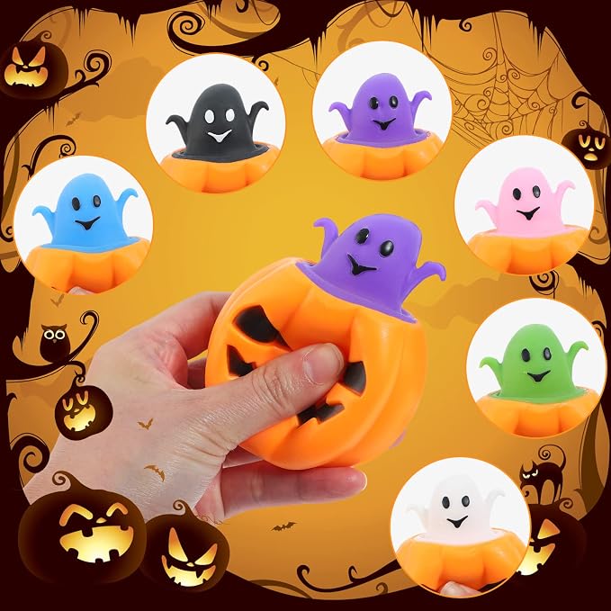 12 PCS Halloween Pumpkin Squishy Toys – Trick or Treat Favors