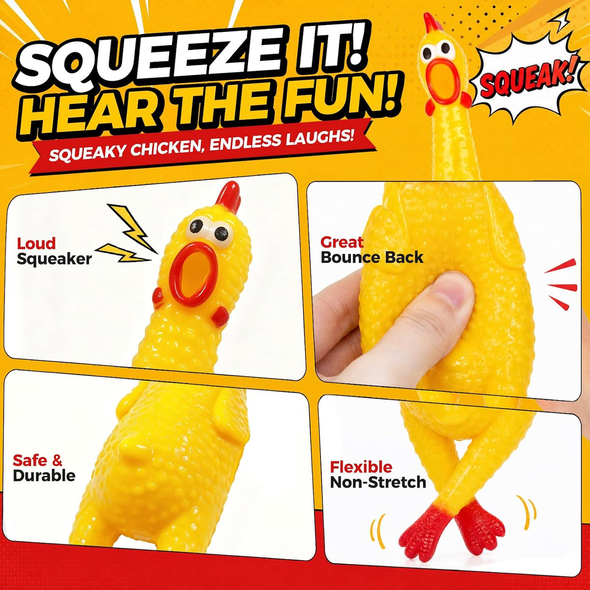 Screaming Chicken Toy – Squeaky Prank & Gag Gift