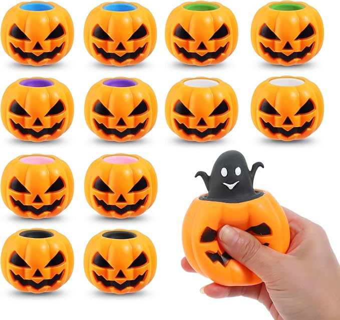 12 PCS Halloween Pumpkin Squishy Toys – Trick or Treat Favors