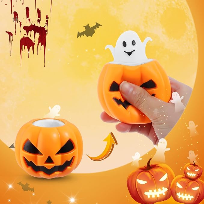 12 PCS Halloween Pumpkin Squishy Toys – Trick or Treat Favors