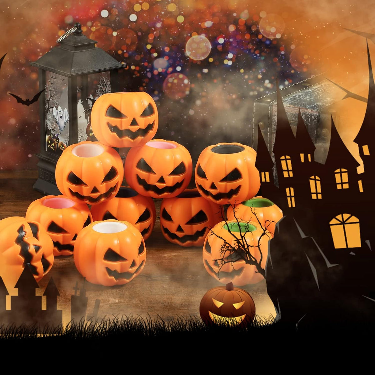 12 PCS Halloween Pumpkin Squishy Toys – Trick or Treat Favors