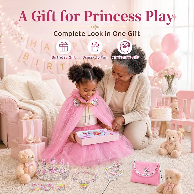 Princess Dress Up Set for Girls – Cape, Tutu & Accessories