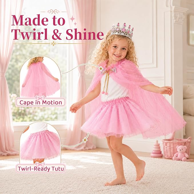 Princess Dress Up Set for Girls – Cape, Tutu & Accessories