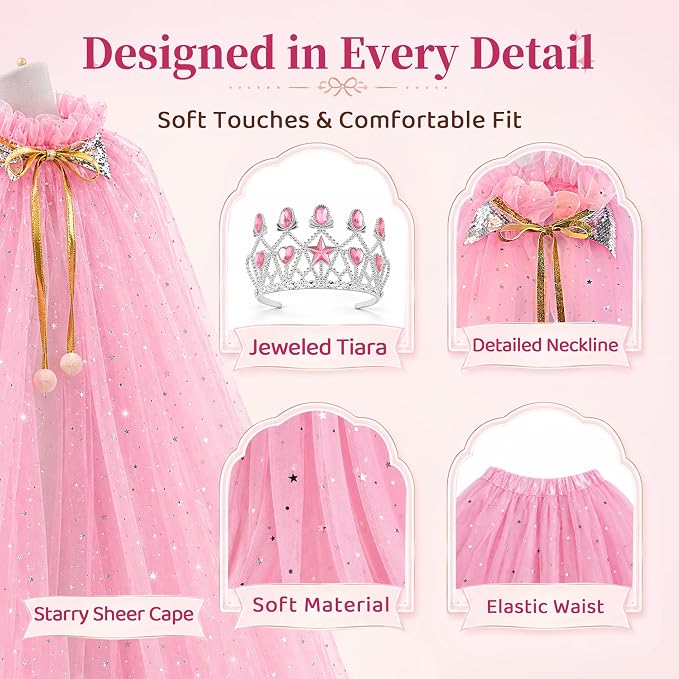 Princess Dress Up Set for Girls – Cape, Tutu & Accessories