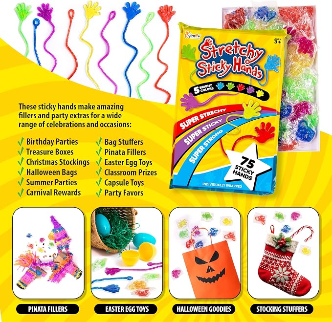 Sticky Hands for Kids – 350 Pc Stretchy Party Favors