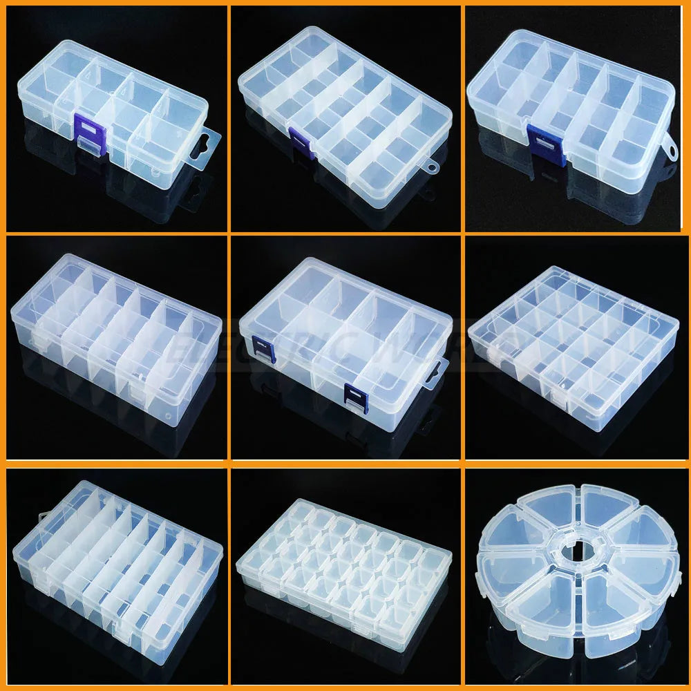 Transparent Plastic Box Screw Compartment Box Jewelry Earring Display Case Container Clear Terminal Organizer Tool Storage Boxes