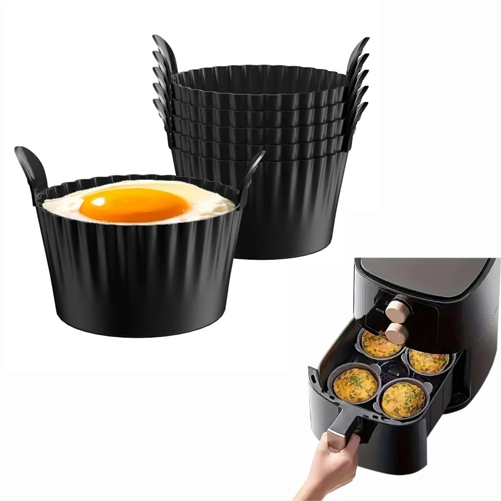 Dishwasher Safe Air Fryer Silicone Egg Cups Silicone Egg Cooker Mold Reusable Egg & Cake Baking Cups Safe Ramekins Muffin Liners