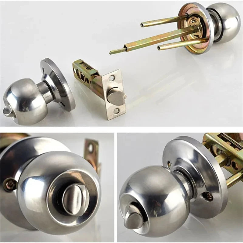 1Pc Aluminum Alloy Round Door Knob With Key Lock Handle Metal Bedroom Living Room Interior Door Lever Set
