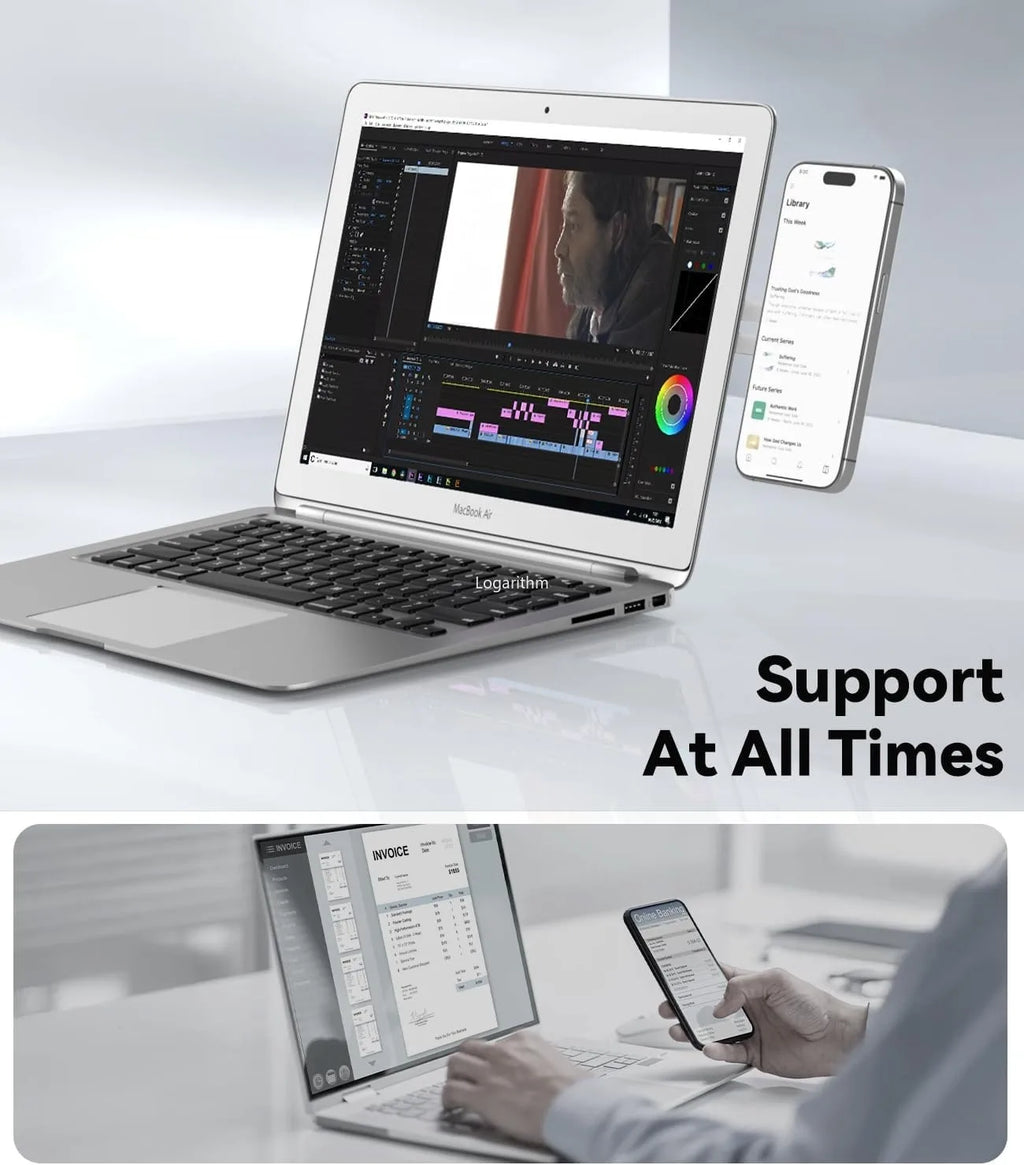 Magnetic Laptop Phone Holder, Slim Foldable Monitor Mount