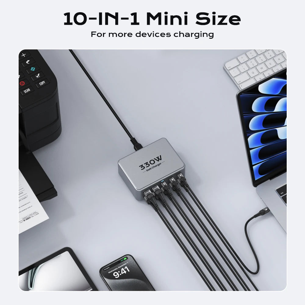 330W GaN USB-C Multiport Fast Charging Station