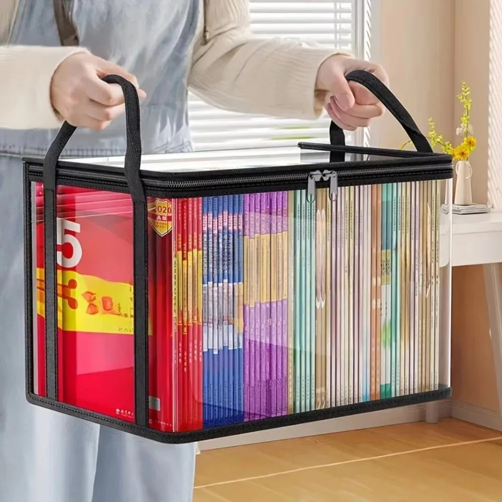 Storage Bag with Flip Lid & Viewing Window - Durable Rectangular Organizer for Toys, Crafts, Books, School Supplies, Snacks