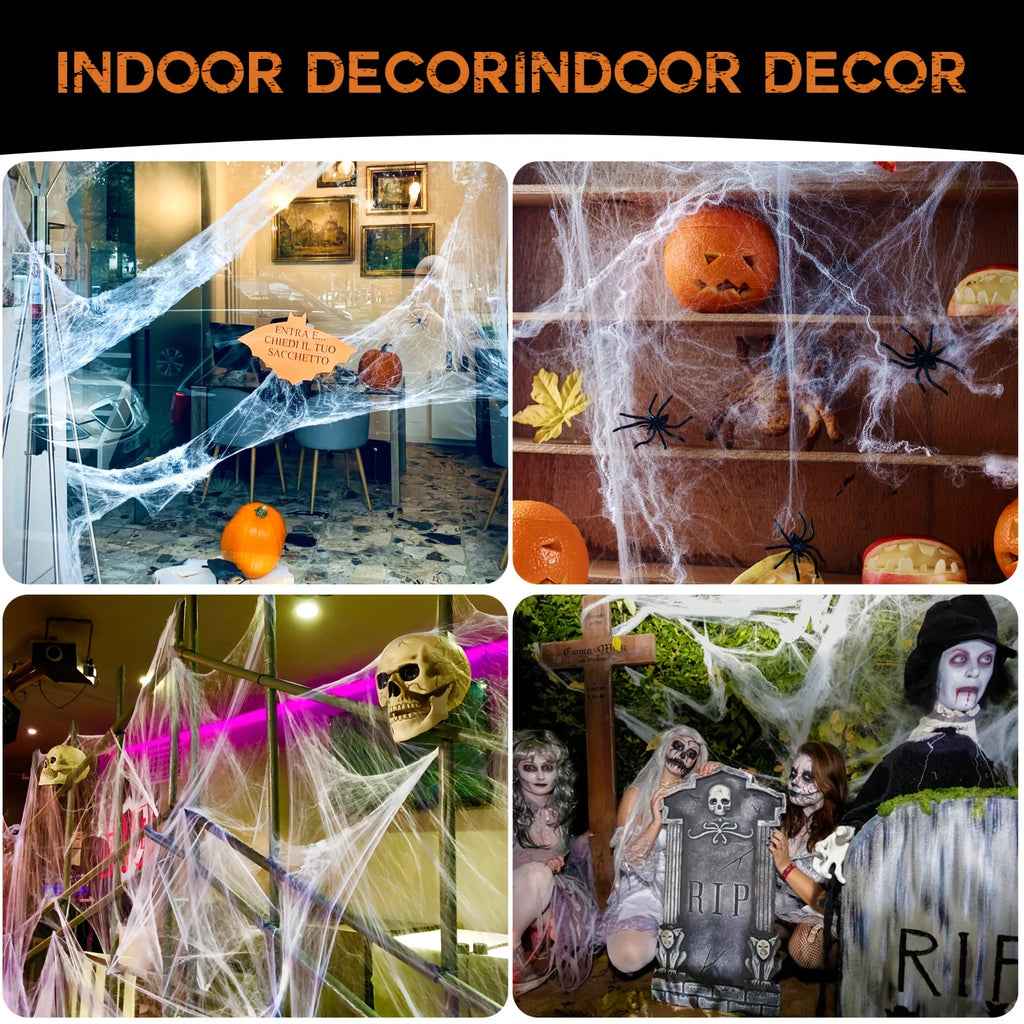 Halloween Spider Web Decorations – Fake Spider Web with Spiders