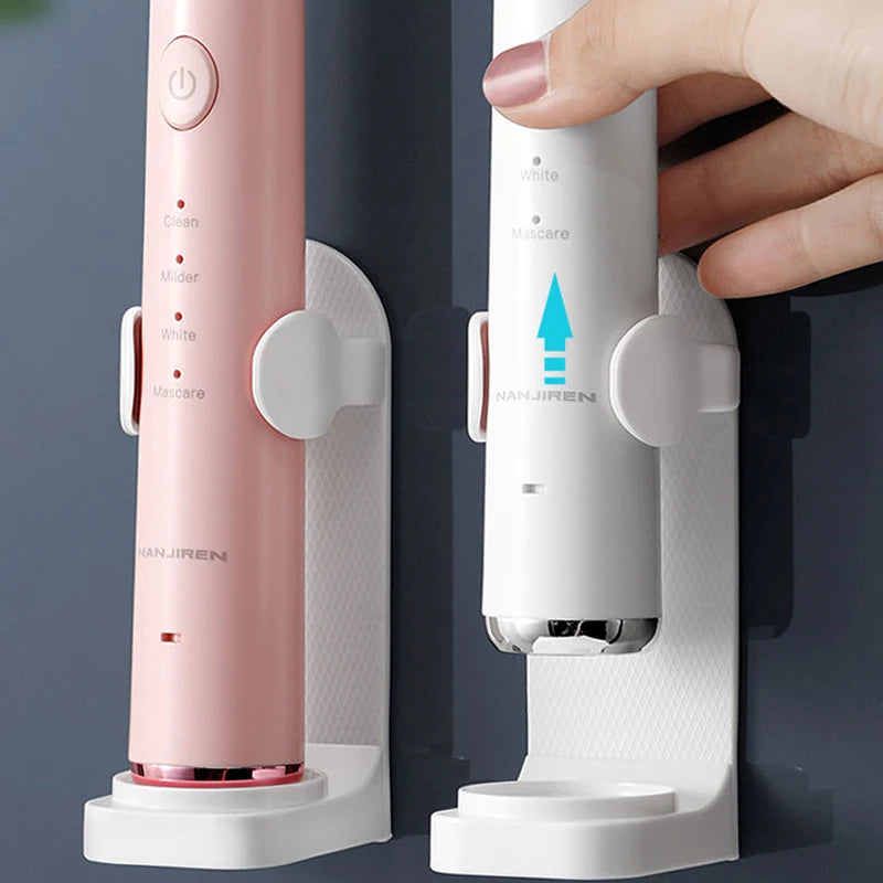 Adjustable Silicone Electric Toothbrush Holder, Non-Slip Wall Mount Toothbrush Base Rack, Fits 99% Electric Toothbrush Models