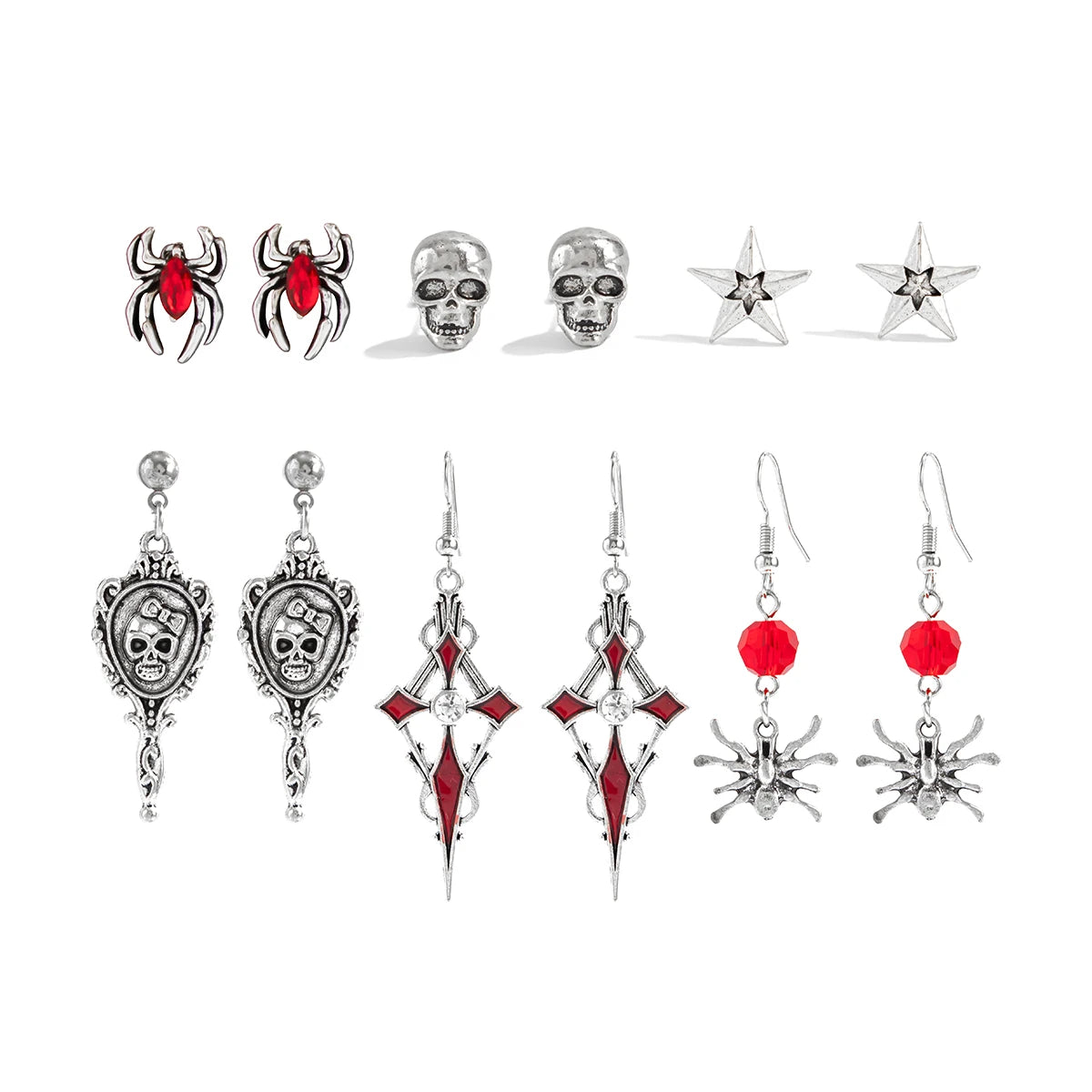 Halloween Skull Spider Drop Earrings – Gothic Jewelry for Women