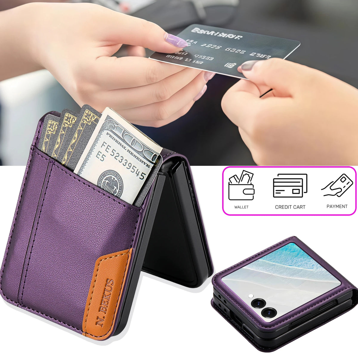 Flip Leather Phone Case with Wallet Card Holder