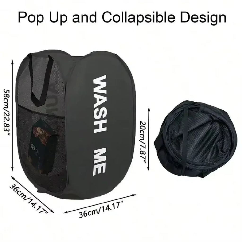 Wide Opening Portable Mesh Pop up Laundry Hamper - Breathable Collapsible Space-Saving Laundry Basket for Dorm Travel Bathroom