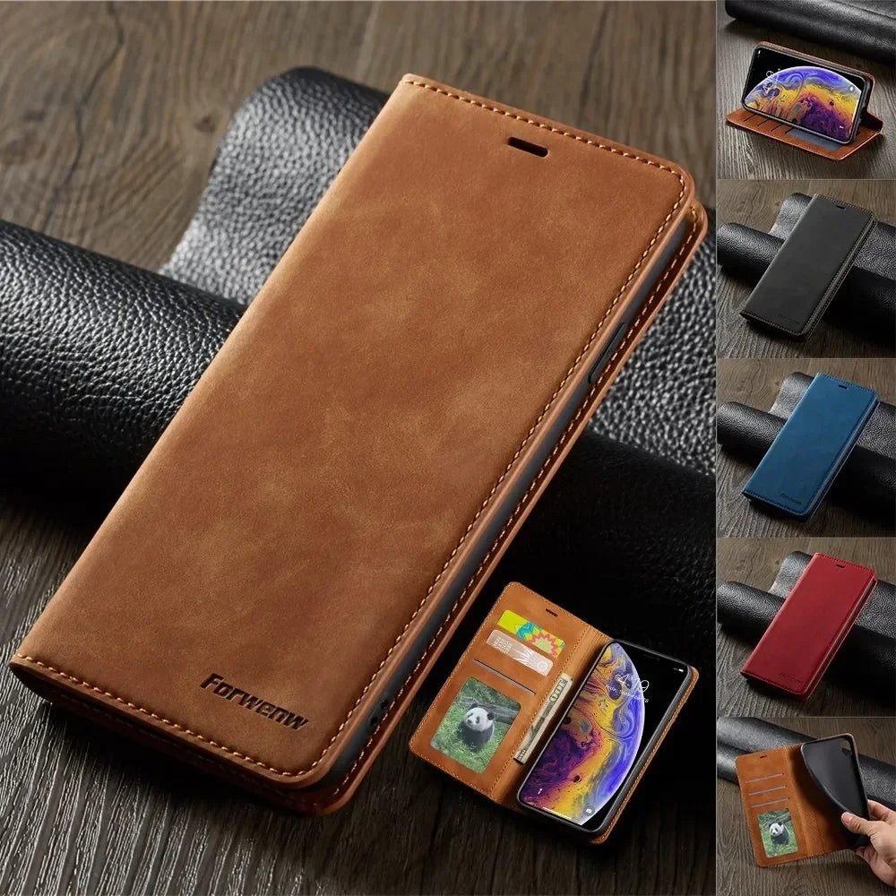 Slim Suede-Feel Leather Wallet Phone Case
