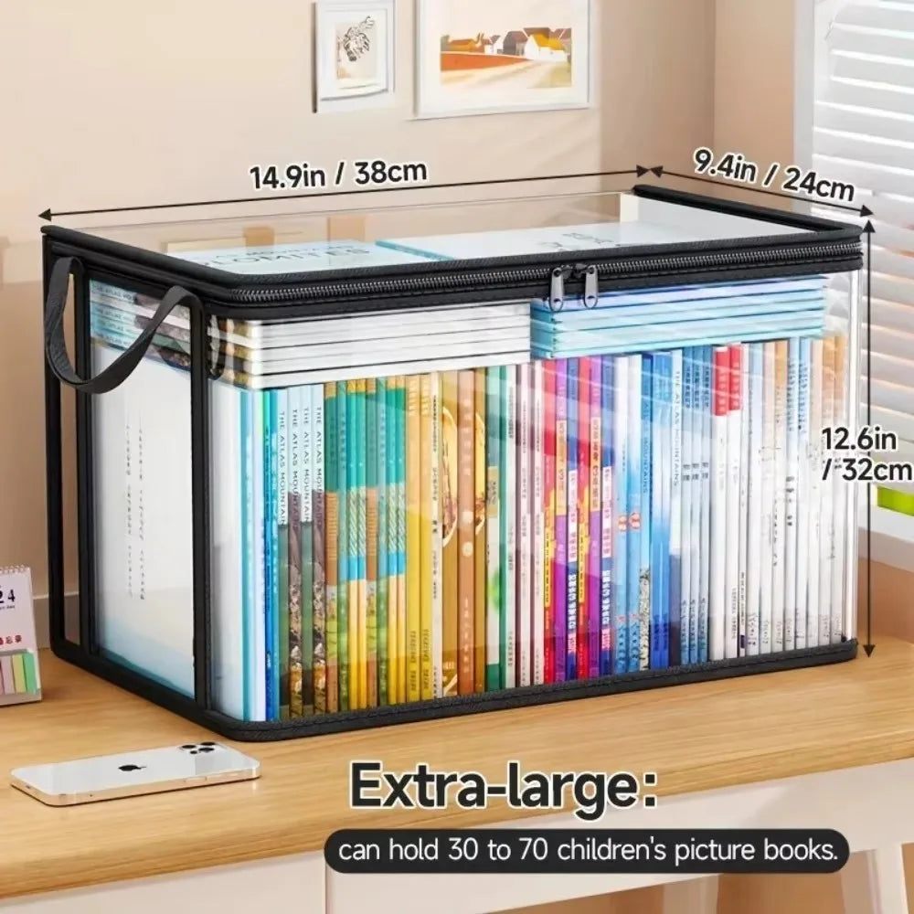 Storage Bag with Flip Lid & Viewing Window - Durable Rectangular Organizer for Toys, Crafts, Books, School Supplies, Snacks