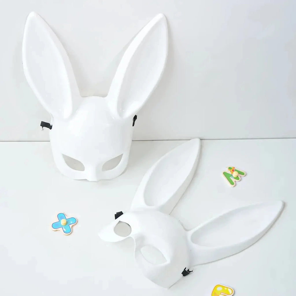 Rabbit Halloween Mask – Black White Bunny Full Face Cosplay