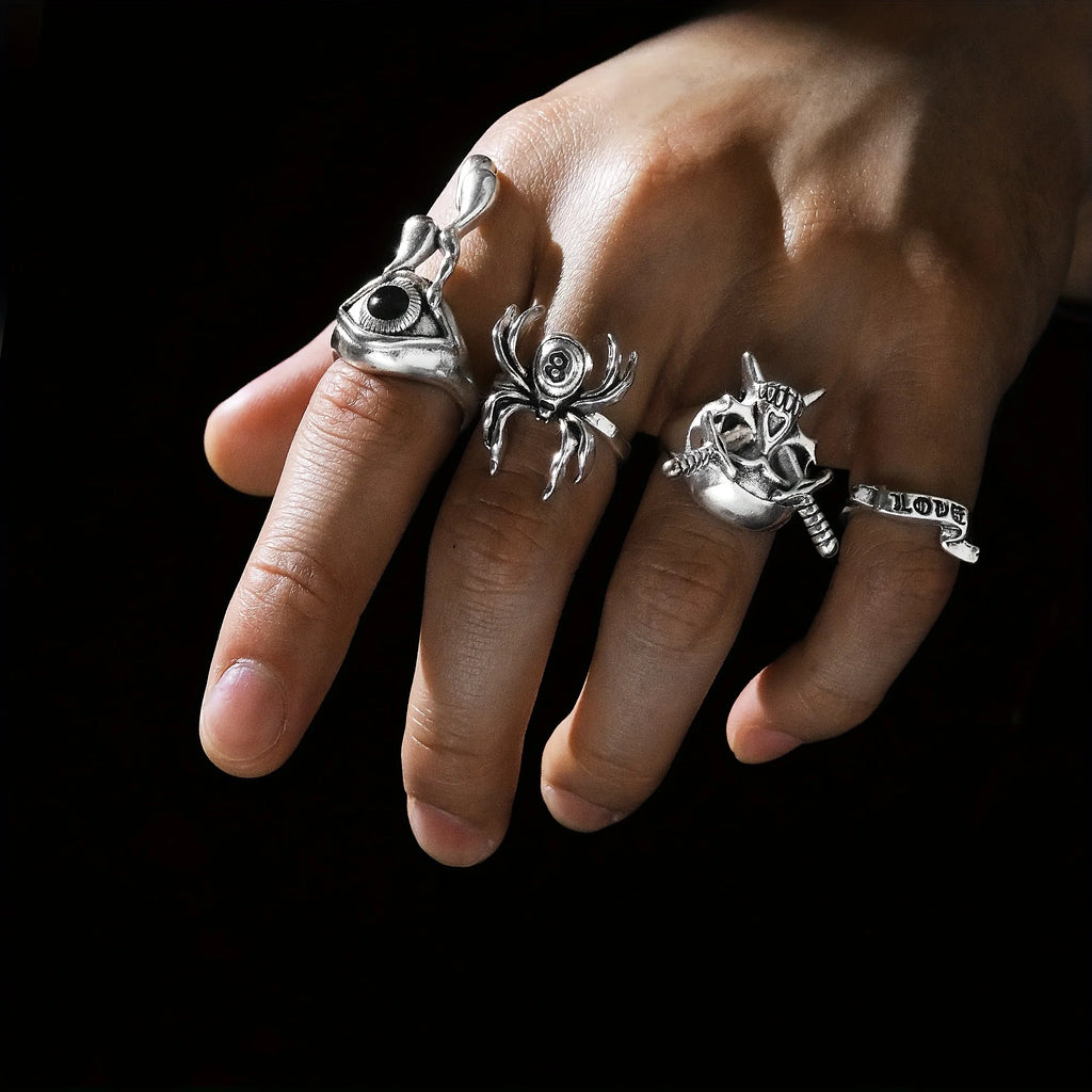 Gothic Ring Set – 24pc Punk Fashion Rings