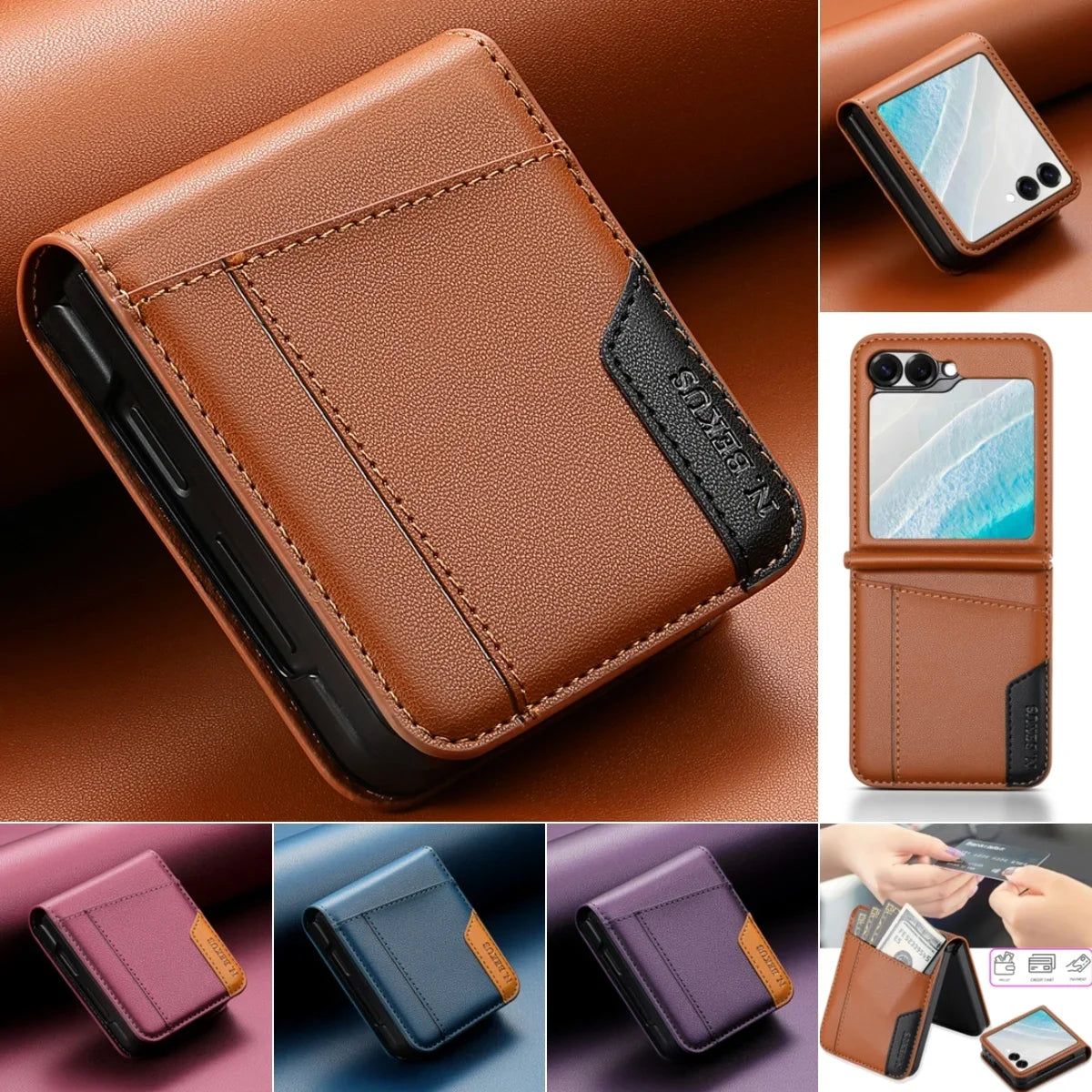 Flip Leather Phone Case with Wallet Card Holder