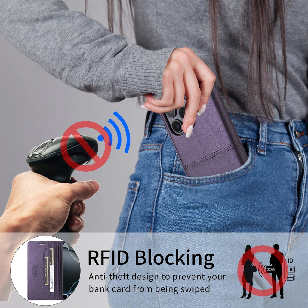 Flip Leather Wallet Phone Case with Card Holder