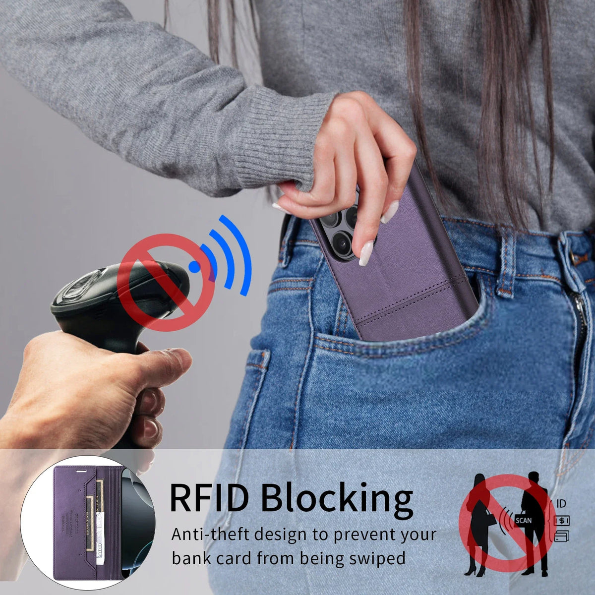 Flip Leather Wallet Phone Case with Card Holder