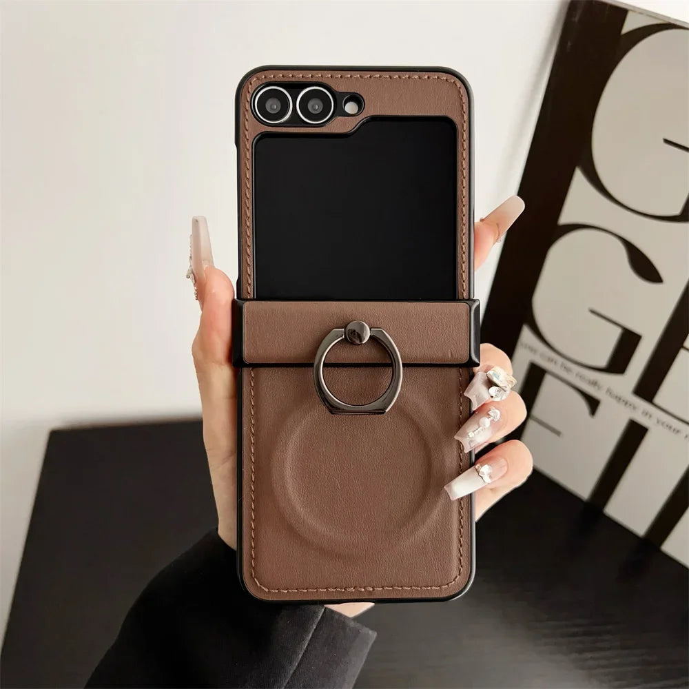 Magnetic Wireless Charging Leather Phone Case