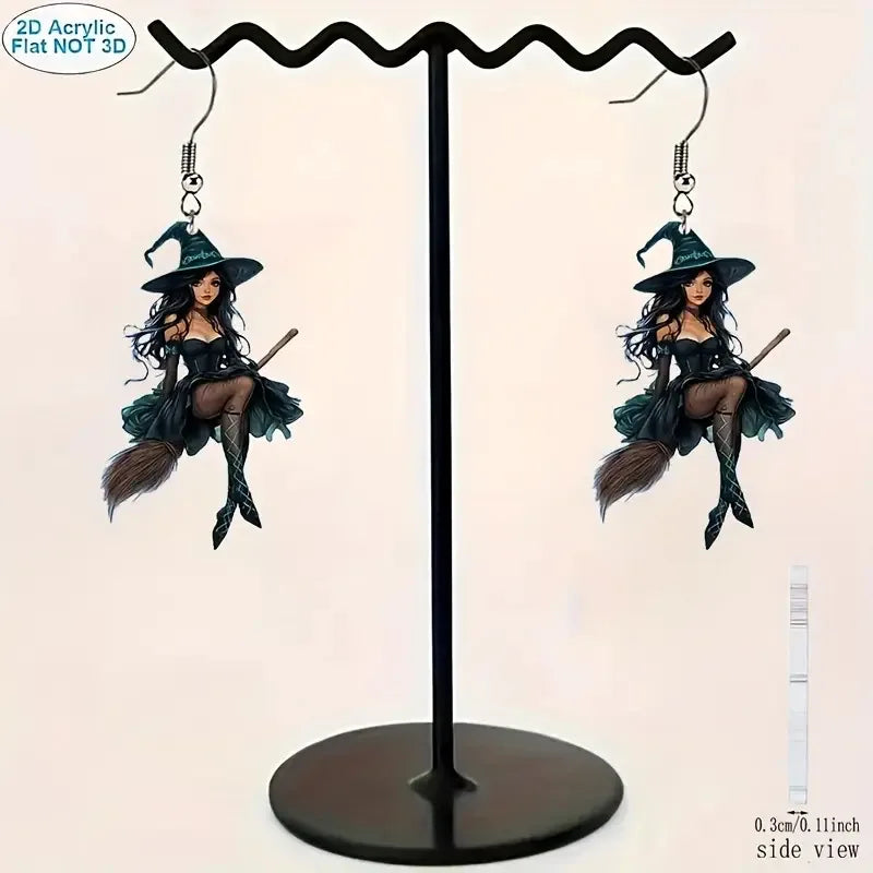 Halloween Witch Earrings – Acrylic Cartoon Drop Earrings