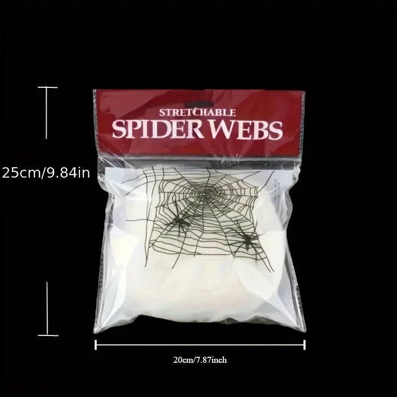 Halloween Spider Web Decorations – Stretchable Cobweb with Spiders