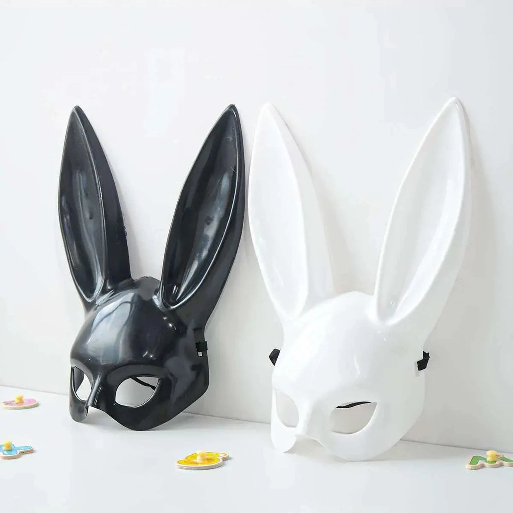 Rabbit Halloween Mask – Black White Bunny Full Face Cosplay