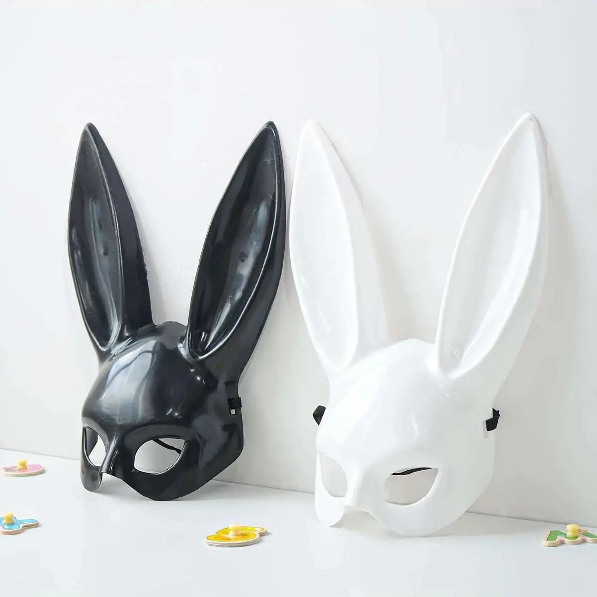 Rabbit Halloween Mask – Black White Bunny Full Face Cosplay