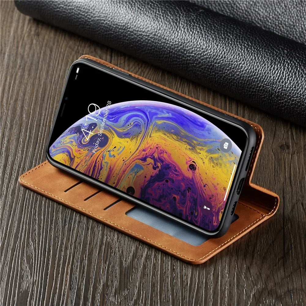 Slim Suede-Feel Leather Wallet Phone Case