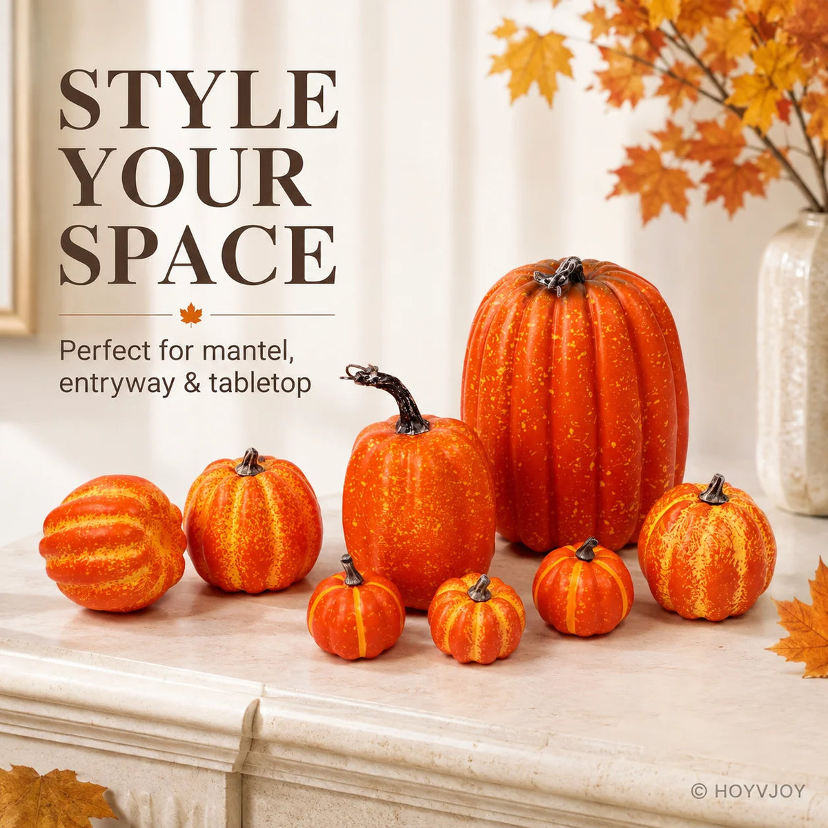 7-Piece Artificial Pumpkins – Halloween & Autumn Table Decor