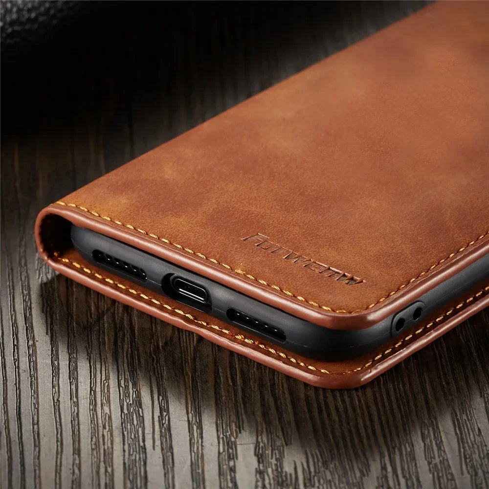 Slim Suede-Feel Leather Wallet Phone Case