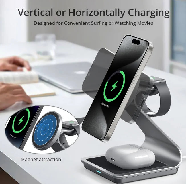 3-in-1 Magnetic Wireless Charging Station for Phone & Accessories