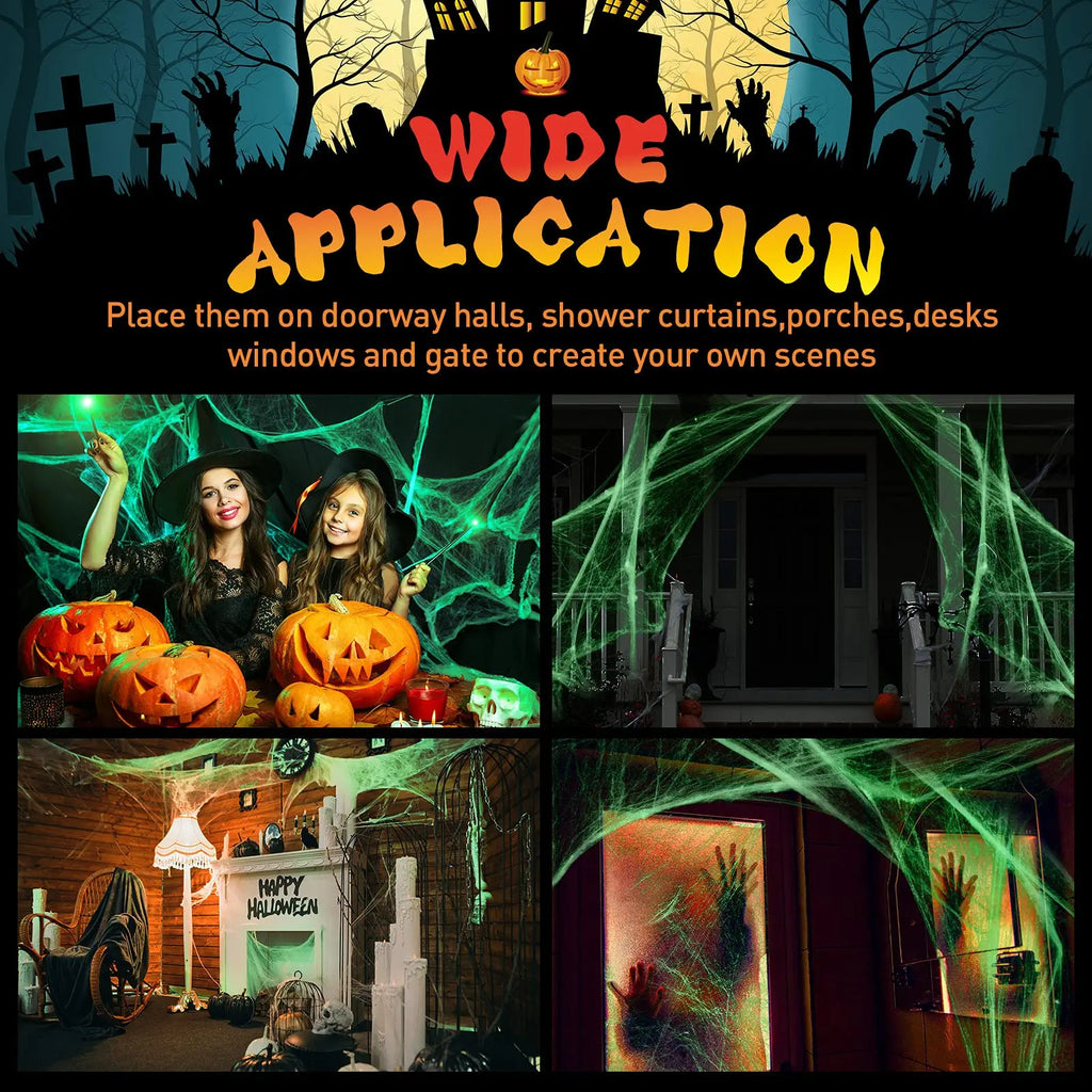 Glow in the Dark Spider Web – Stretch Halloween Decoration