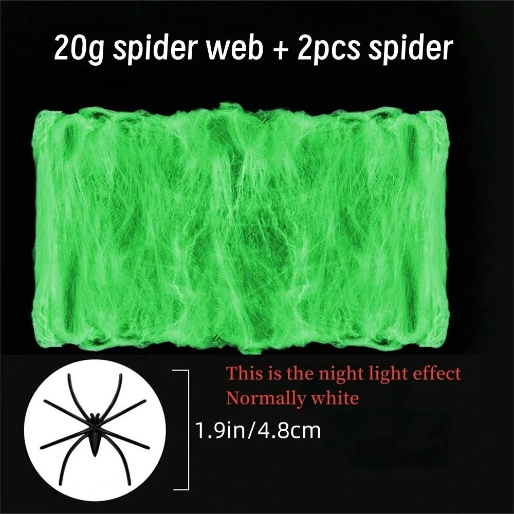 Glow in the Dark Spider Web – Stretch Halloween Decoration
