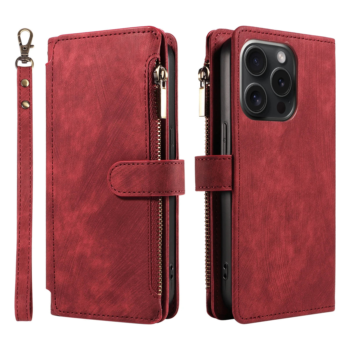 PU Leather Wallet Phone Case with Magnetic Closure & Card Storage