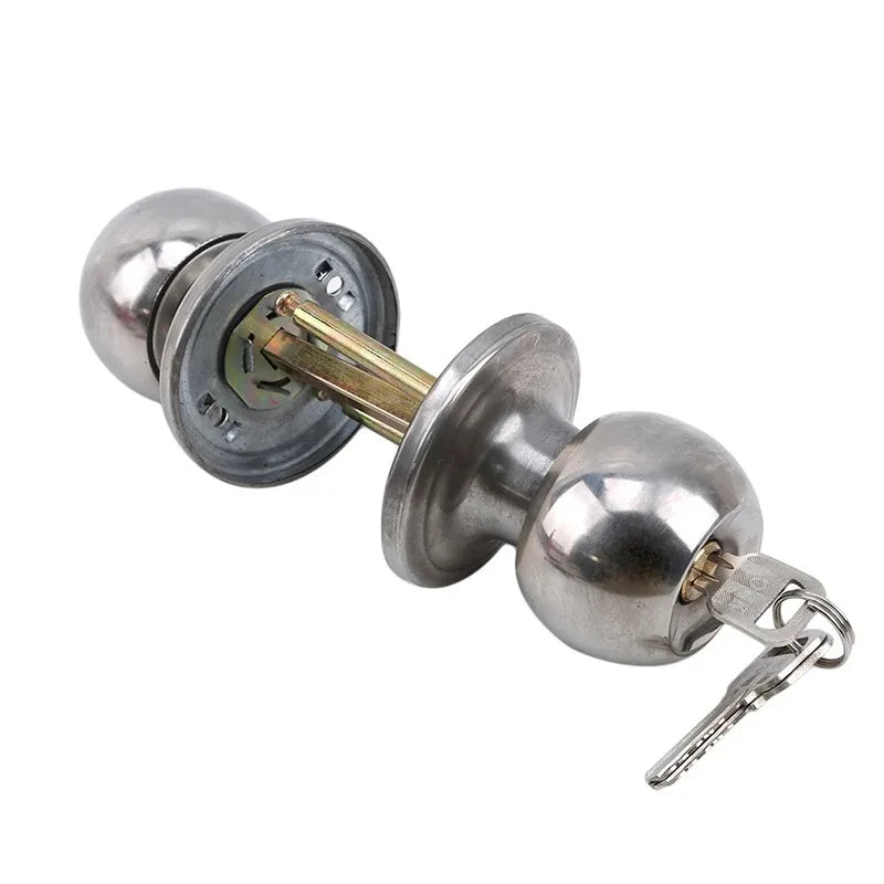 1Pc Aluminum Alloy Round Door Knob With Key Lock Handle Metal Bedroom Living Room Interior Door Lever Set