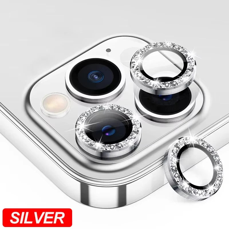 Diamond Camera Lens Protector Glass for iPhone 13 11 12 14 15 16 Pro Max Mini Back Metal Lens Protective Film for iPhone 15 Plus