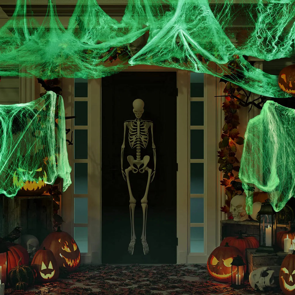 Glow in the Dark Spider Web – Stretch Halloween Decoration