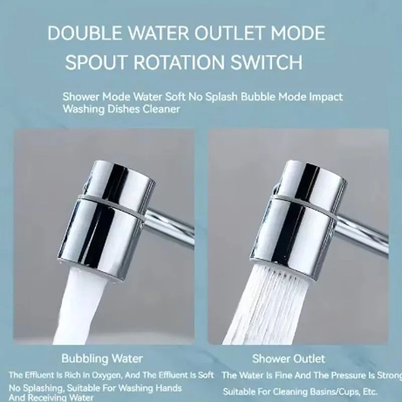 1pc 1080° Swivel Stainless Steel Faucet Extender Splashproof Dual Spray Mode Bathroom Sink Accessories Universal, with Adapter