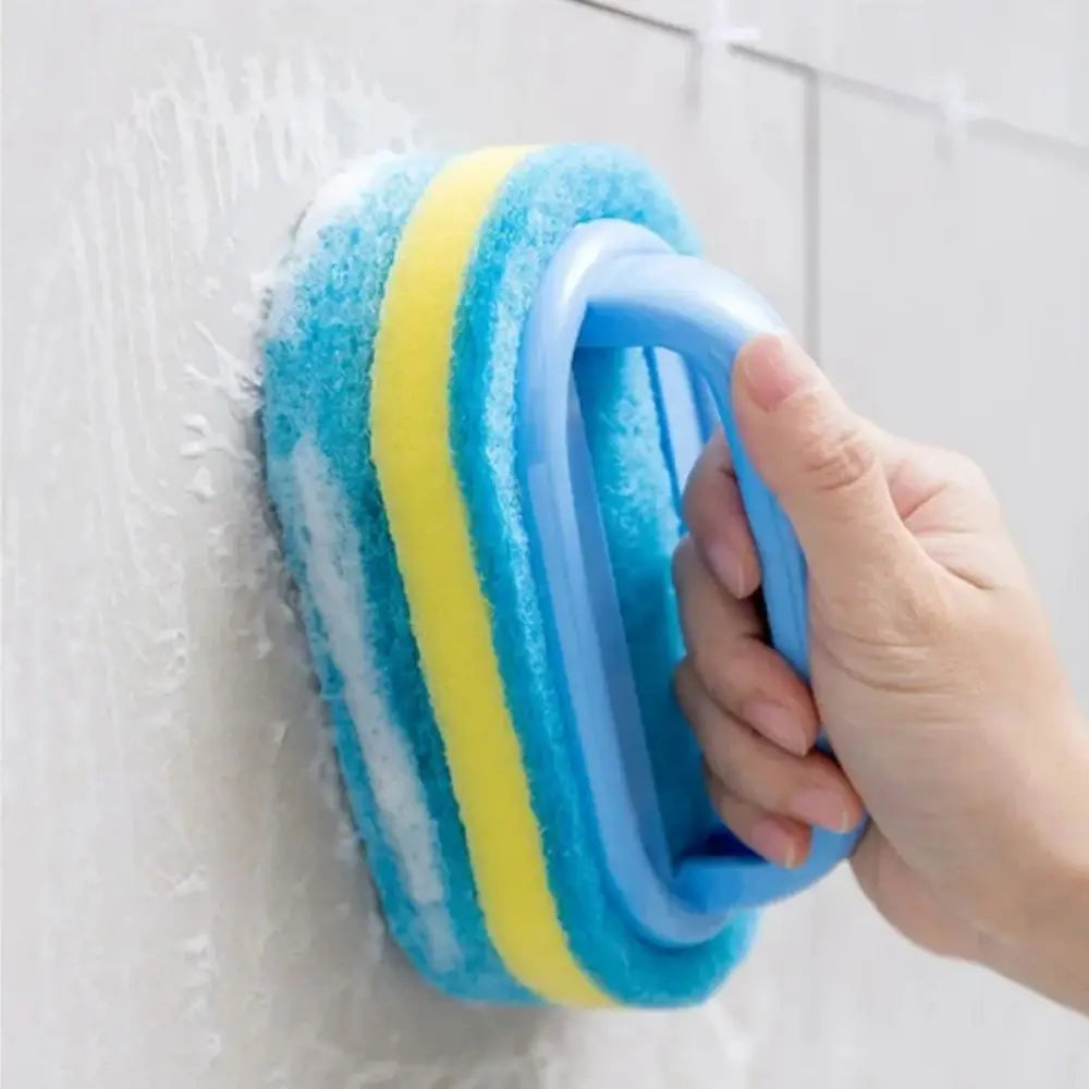 Multi Functional Cleaning Sponge with Handle for Kitchen Bathroom Tile Glass Bathtub Stain Removal Easy Grip Design