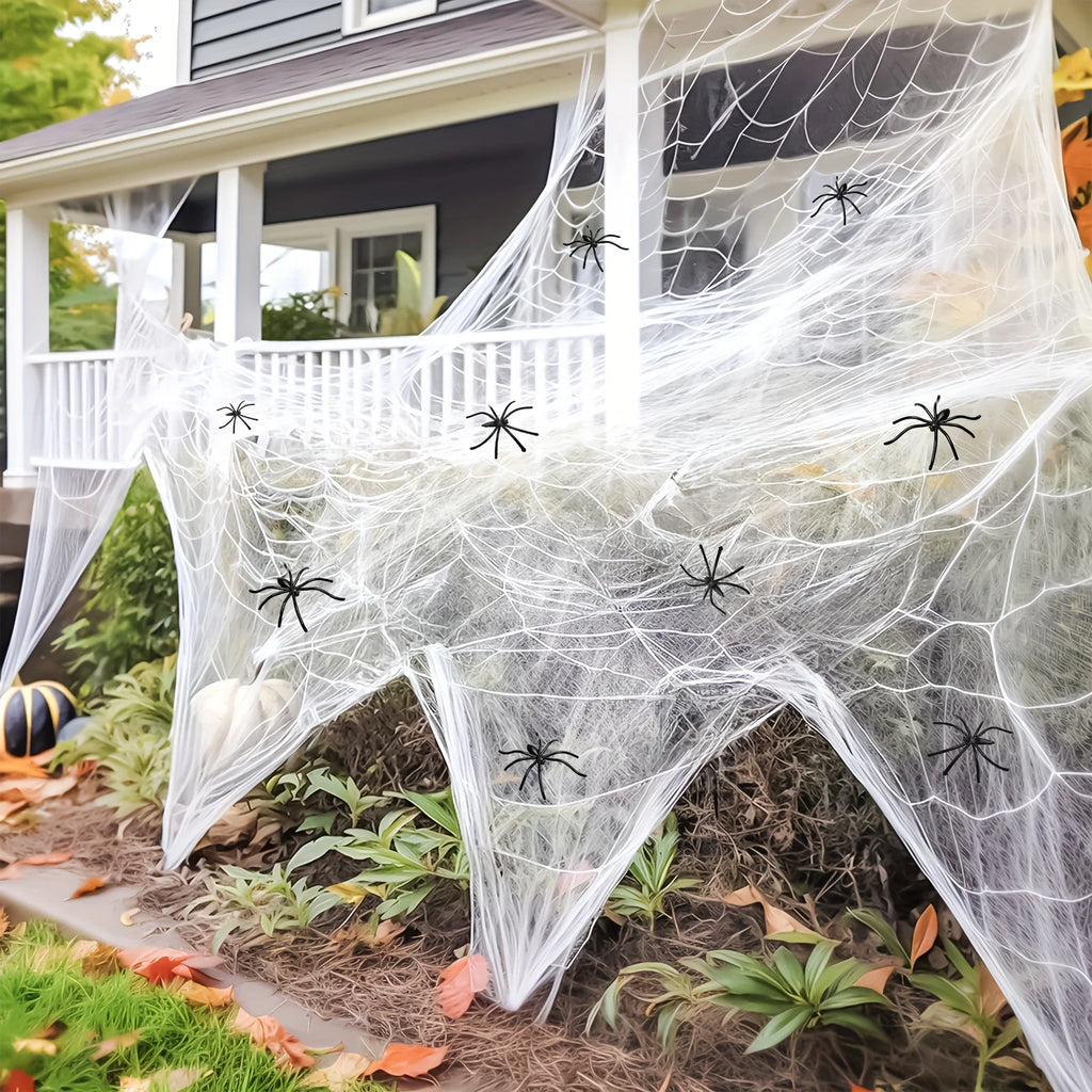 Halloween Spider Web Decorations – Fake Spider Web with Spiders