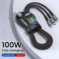 3-in-1 100W Fast Charging Cable with Multi-Connector Design