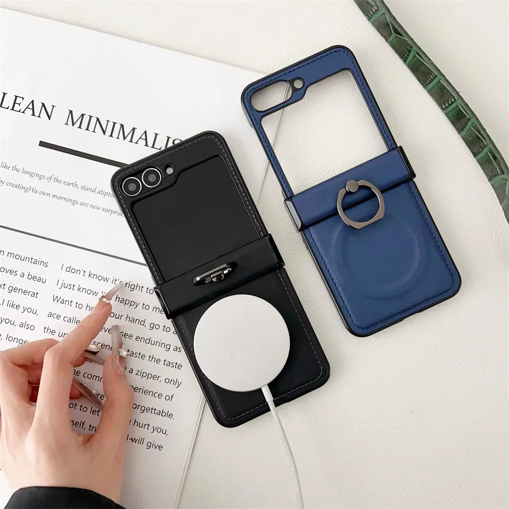 Magnetic Wireless Charging Leather Phone Case