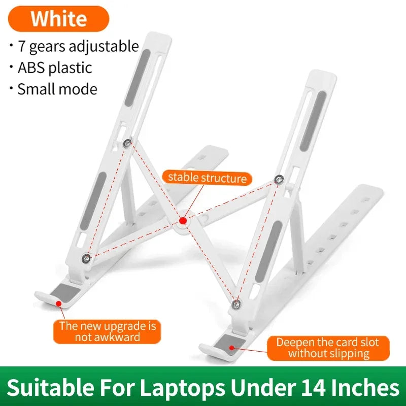 Portable ABS Foldable Laptop Stand Adjustable Notebook Bracket Desktop Support Base Holder For Macbook Air Pro Laptop Accessorie