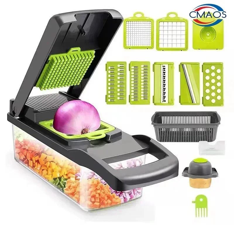 Multifunctional Vegetable Chopper Handle Food Grate Food Chopper Vegetable Slicer Dicer Cut 16 in 1 Kitchen Items Cocina